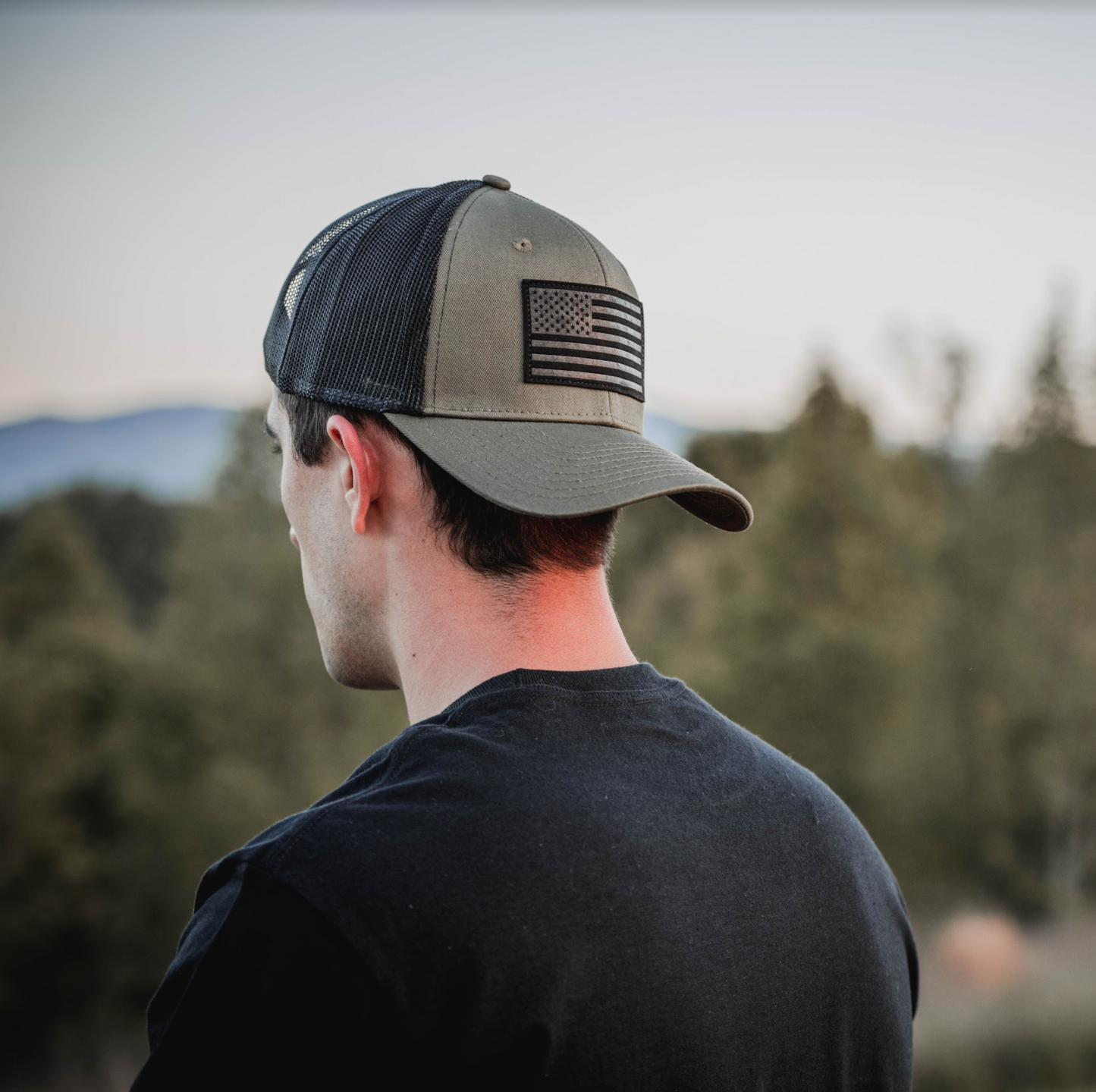 Military Green Black Flag