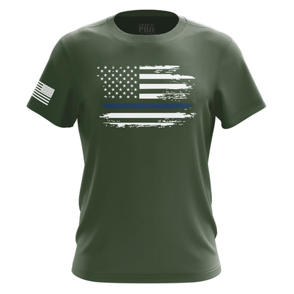 Distressed Flag Blue Line