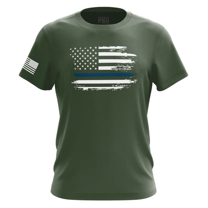 Distressed Flag - Blue Line