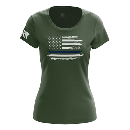 Distressed Flag - Blue Line