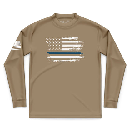 Distressed Flag - Blue Line