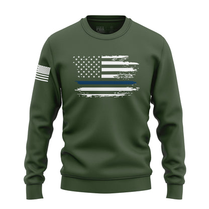 Distressed Flag - Blue Line