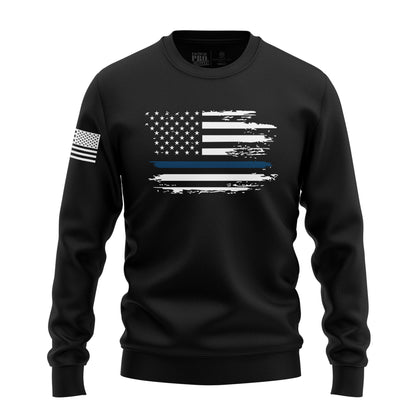 Distressed Flag - Blue Line