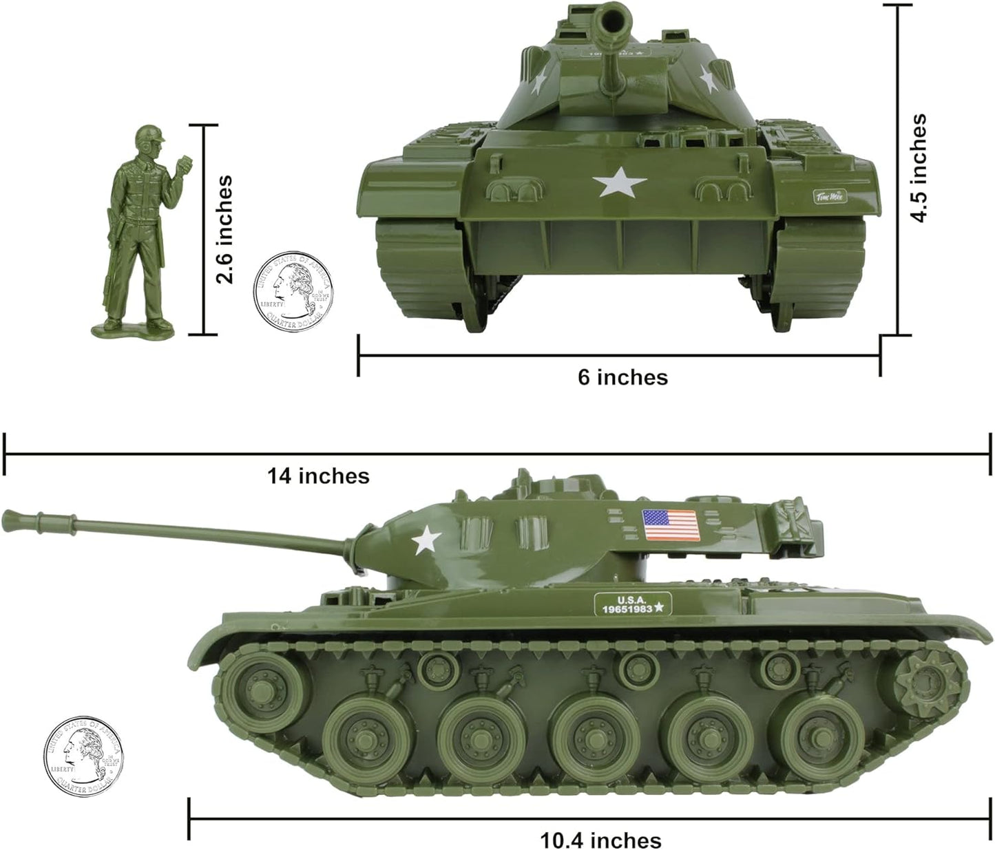 Walker Bulldog Tank Playset- OD Green 13pcs
