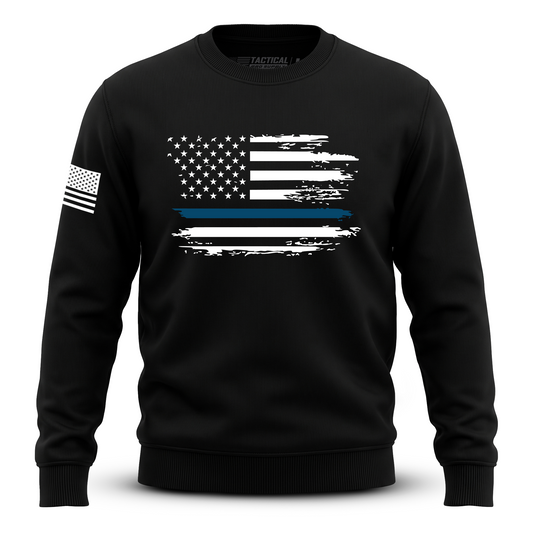 Distressed Flag Blue Line
