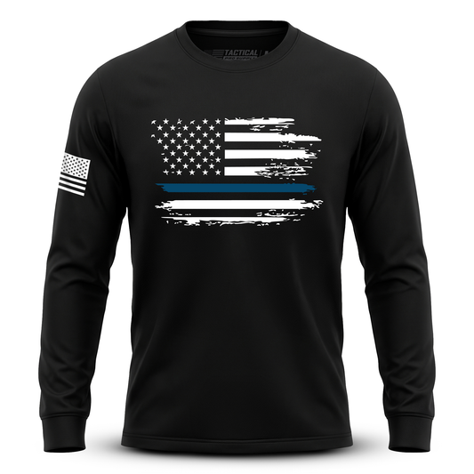 Distressed Flag Blue Line