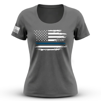 Distressed Flag Blue Line