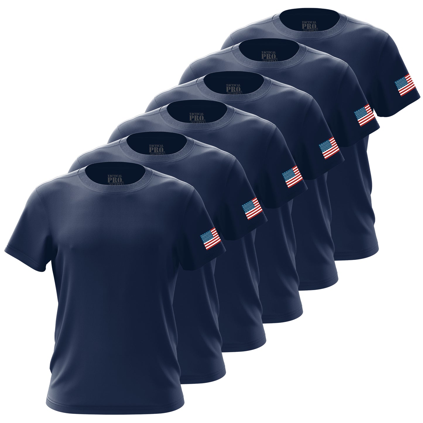 TPS - Navy Blue - RWB Flag - Men's Shirt Bundle - 6 Pack